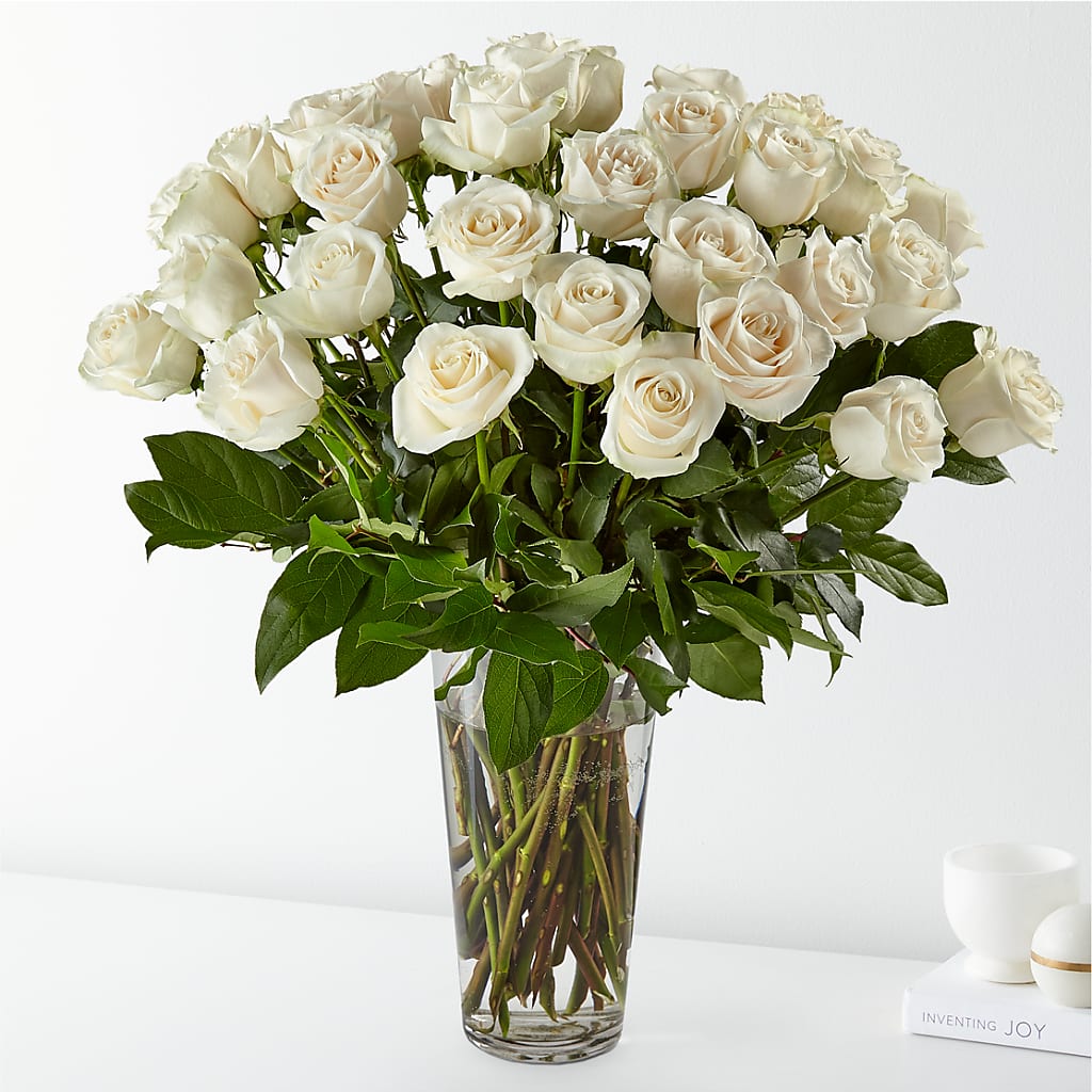 Long Stem White Rose Bouquet – Reedley Flower Shop, Reedley CA