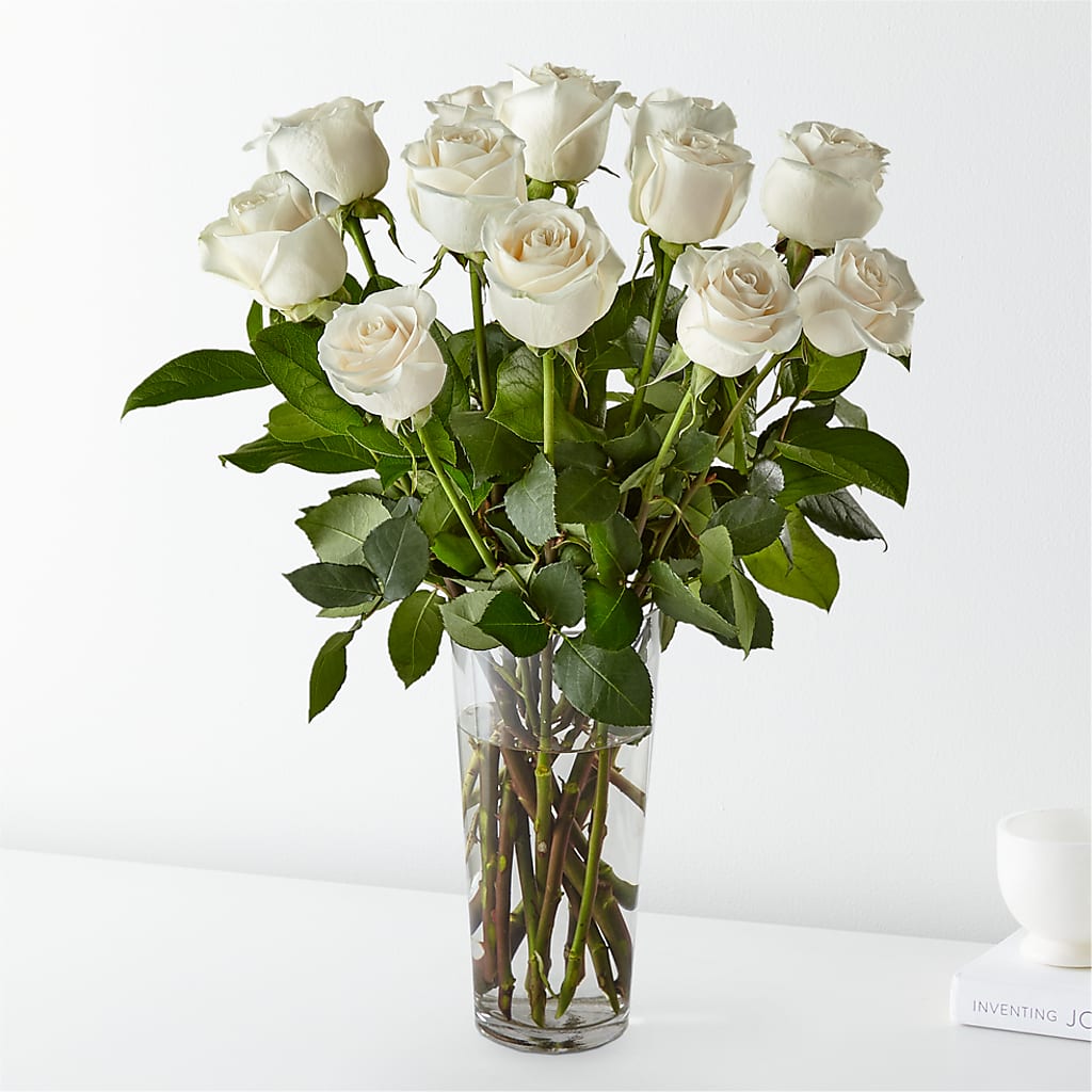 Long Stem White Rose Bouquet – Reedley Flower Shop, Reedley CA