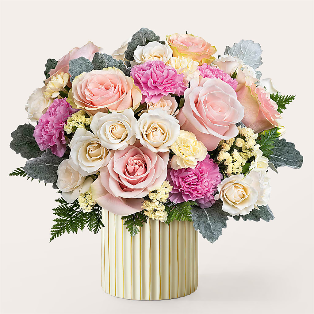 Blissful Moments Bouquet with Ivory Vase – Reedley Flower Shop, Reedley CA