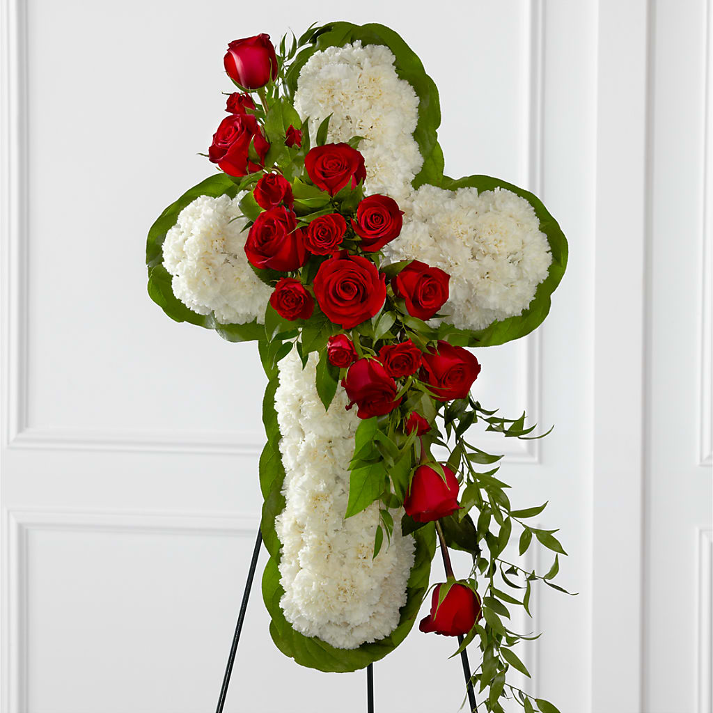Floral Cross Easel – Reedley Flower Shop, Reedley CA