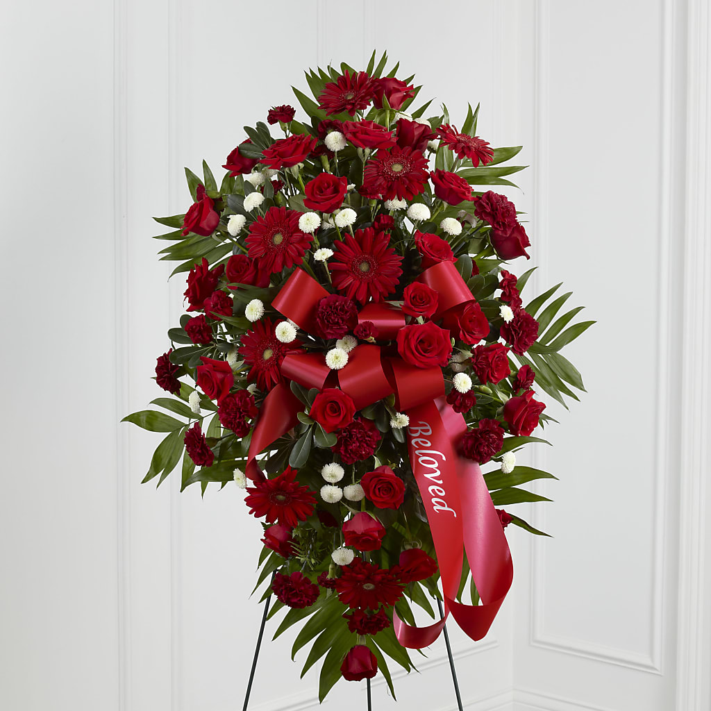 Treasured Memories Standing Spray – Reedley Flower Shop, Reedley CA