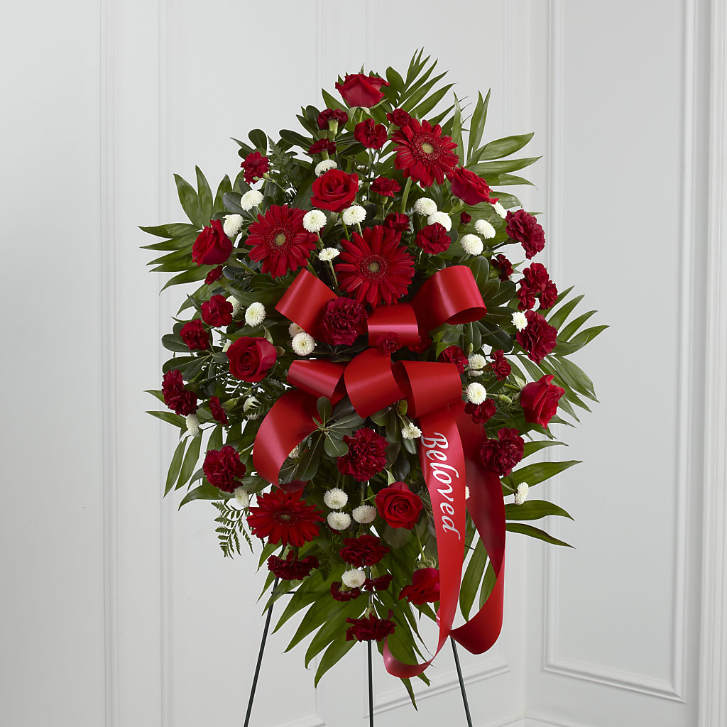 Treasured Memories Standing Spray – Reedley Flower Shop, Reedley CA