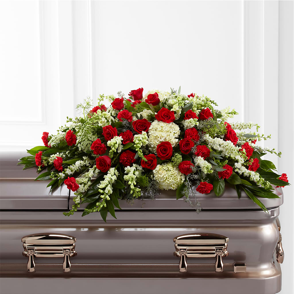 Sincerity Casket Spray – Reedley Flower Shop, Reedley CA