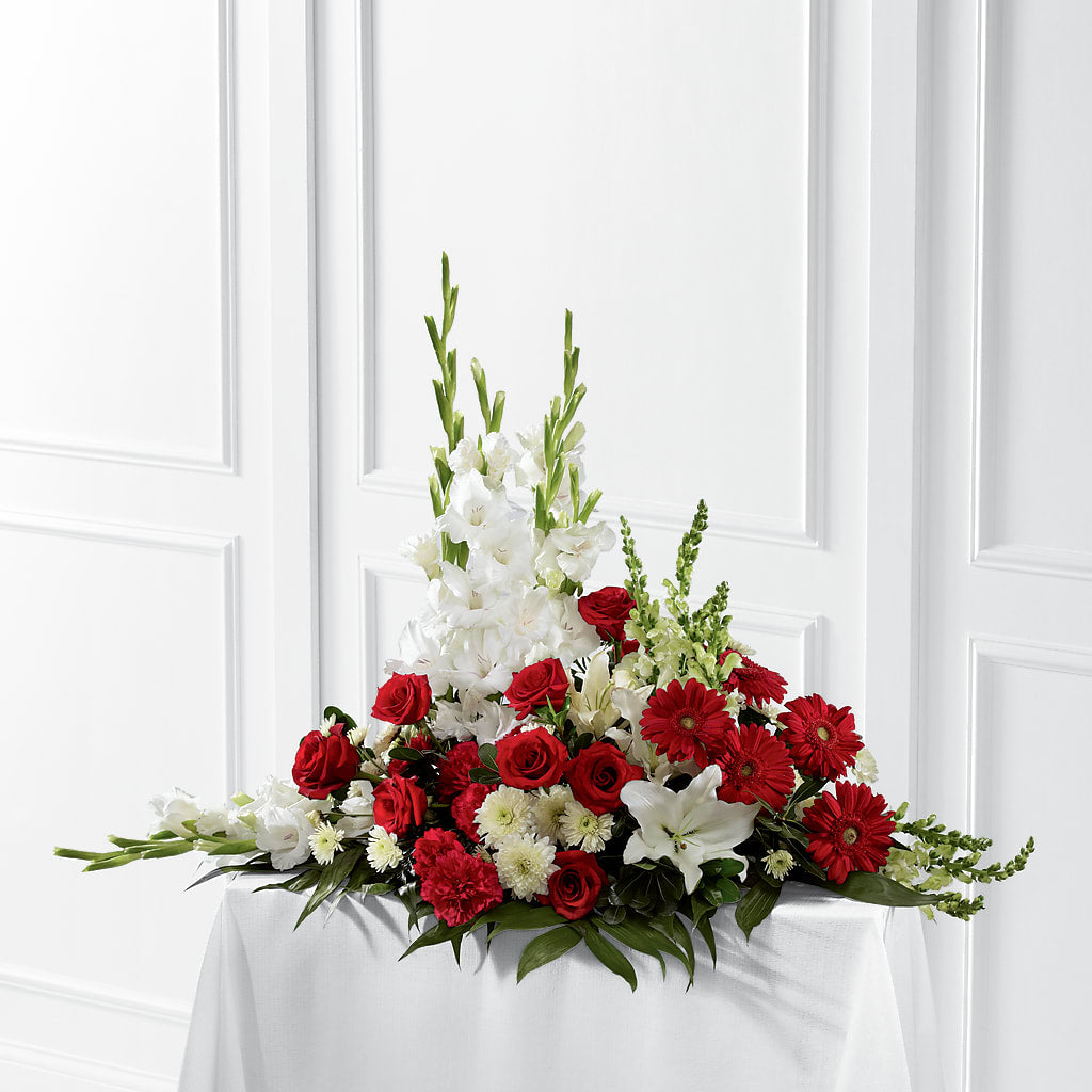 Crimson & White Arrangement – Reedley Flower Shop, Reedley CA