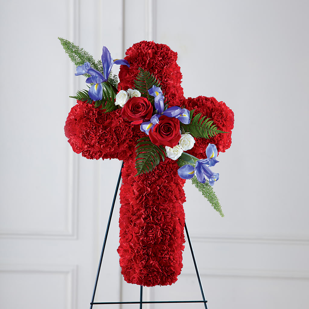 Faithful Hero Floral Cross – Reedley Flower Shop, Reedley CA