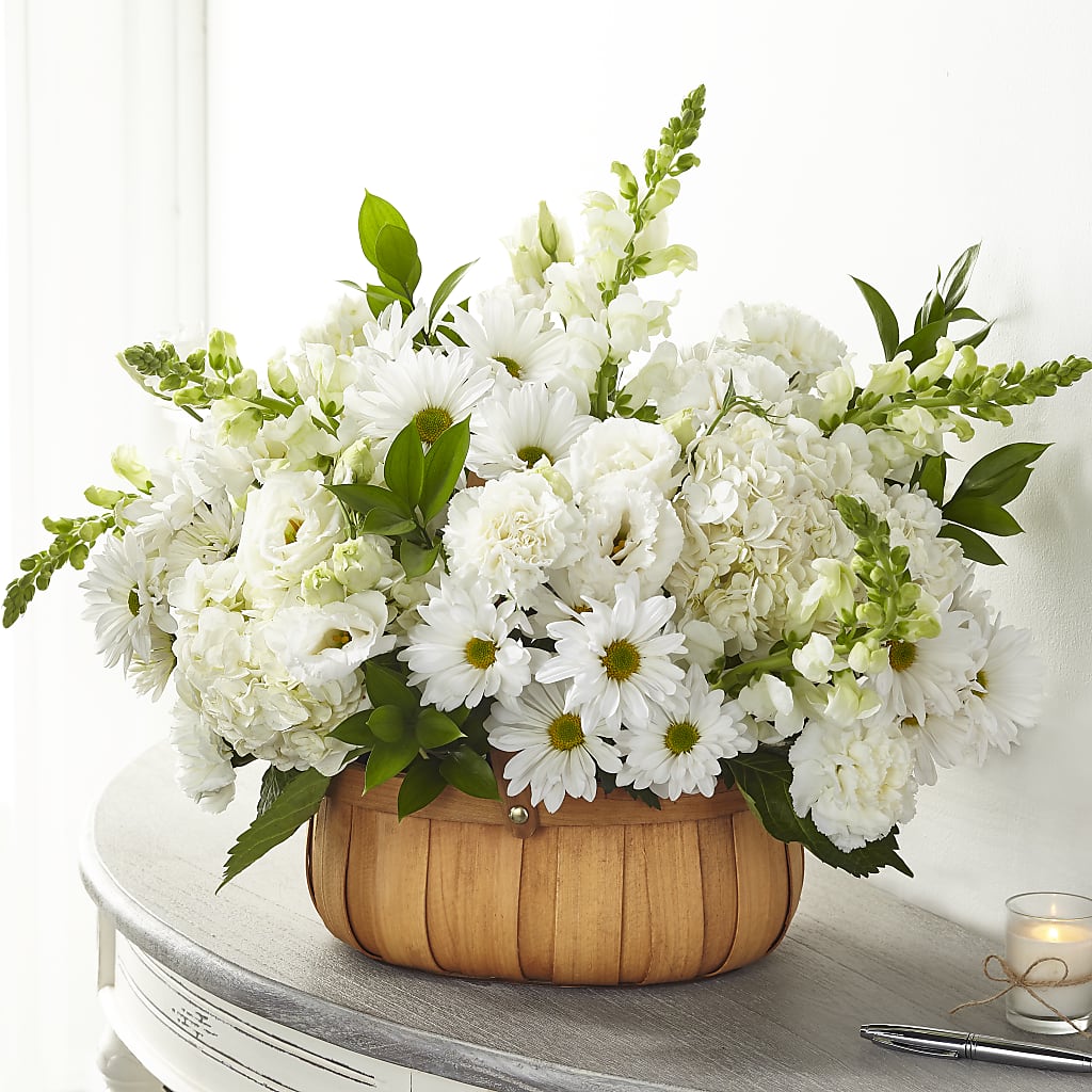 Pure Ivory Basket – Reedley Flower Shop, Reedley CA