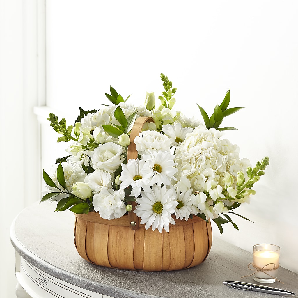 Pure Ivory Basket – Reedley Flower Shop, Reedley CA