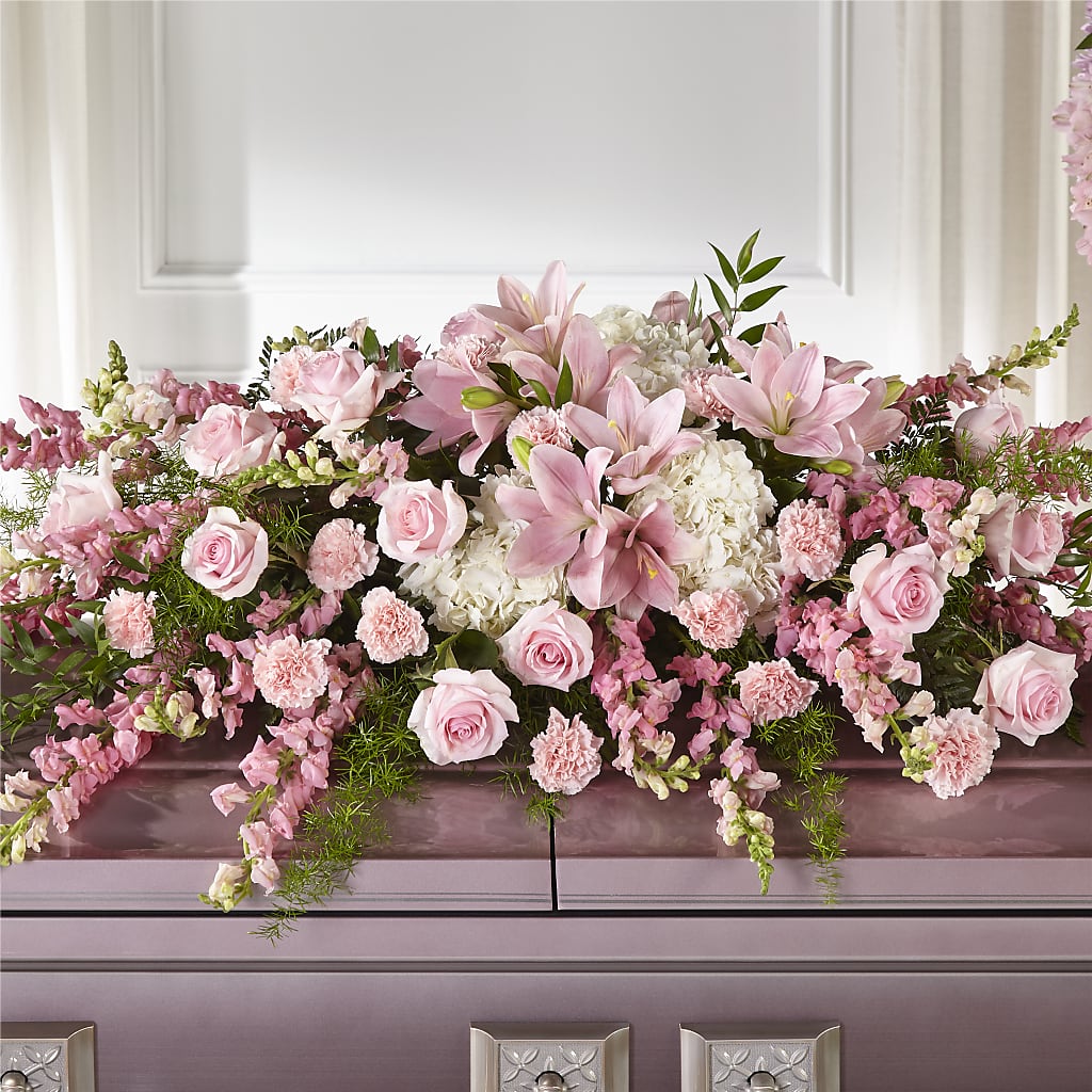 Life & Remembrance Casket Spray – Reedley Flower Shop, Reedley CA