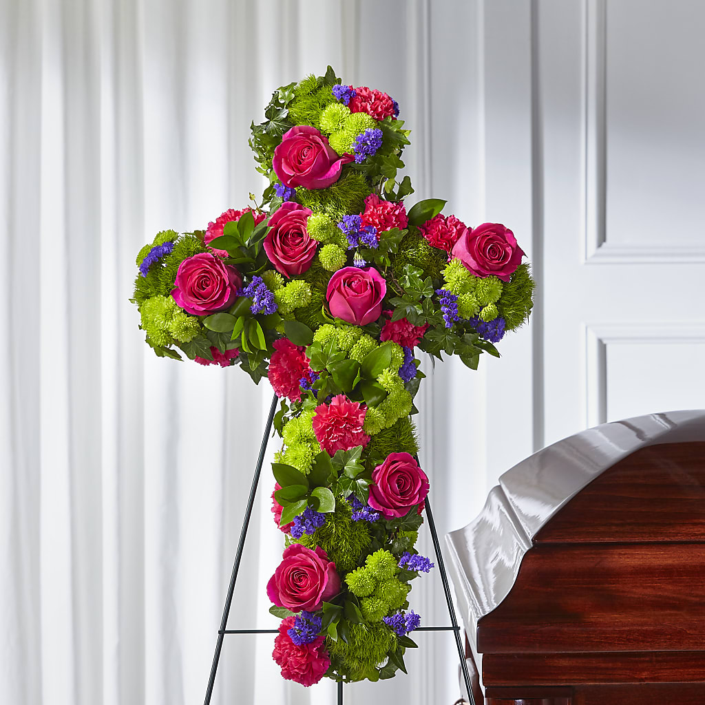 Tribute Rose Floral Cross – Reedley Flower Shop, Reedley CA