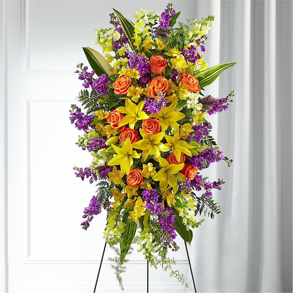 Thoughtful Prayers Standing Spray – Reedley Flower Shop, Reedley CA