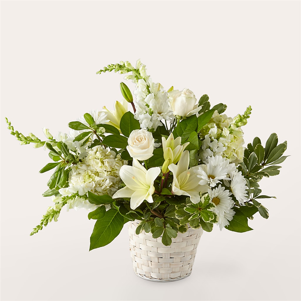 Ivory Elegance Floral Basket – Reedley Flower Shop, Reedley CA