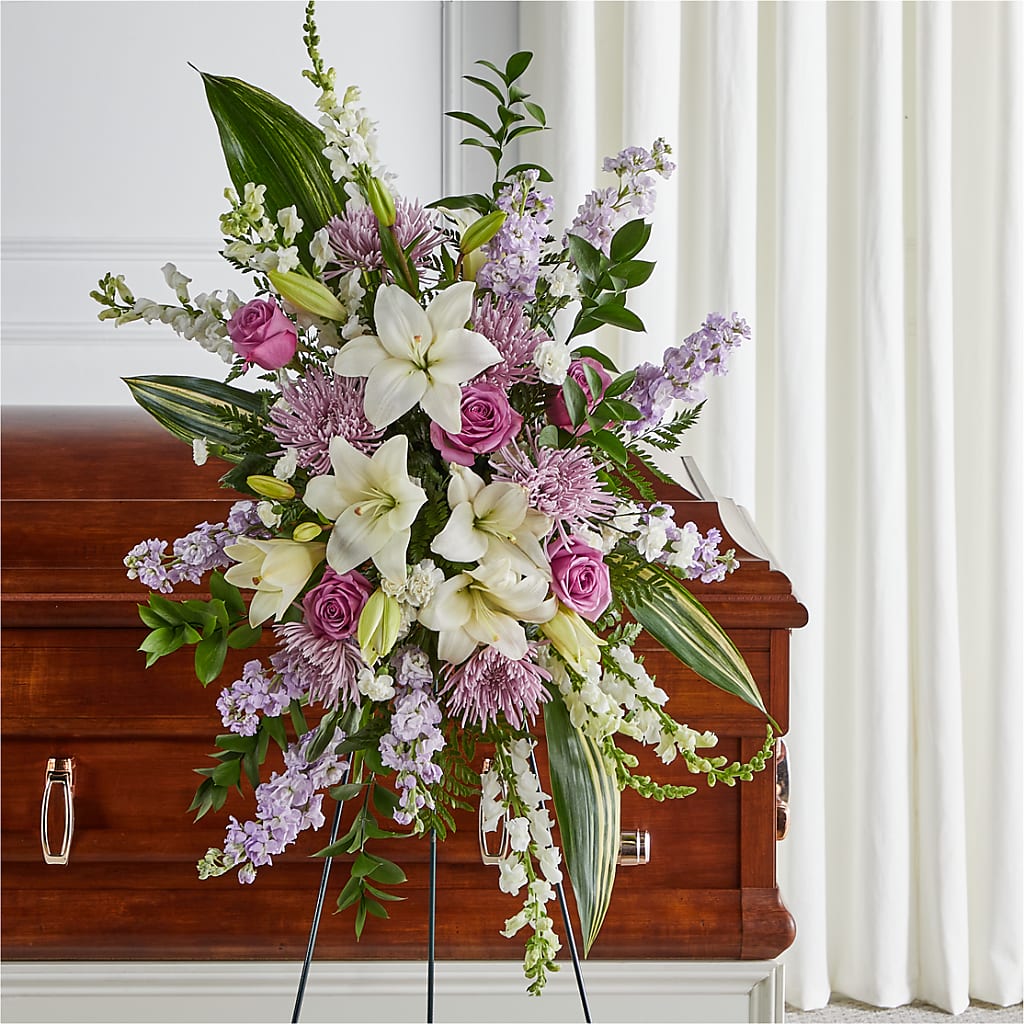 Grateful Hearts Standing Spray – Reedley Flower Shop, Reedley CA