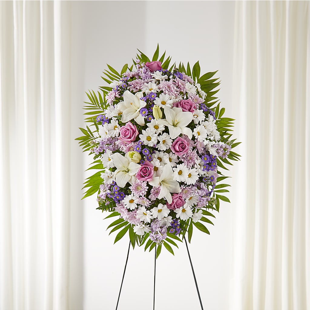 Surrounded by Love Standing Spray – Reedley Flower Shop, Reedley CA