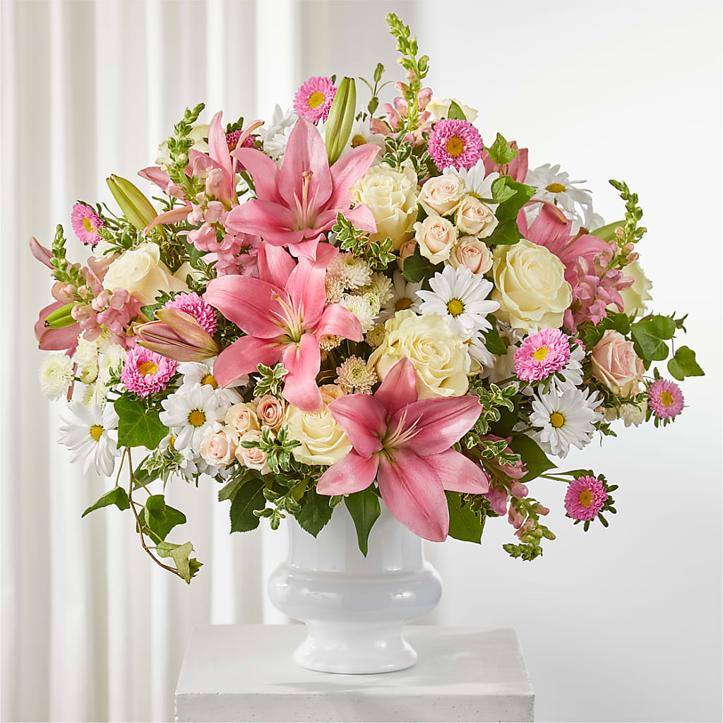 Empathetic Blooms Urn Arrangement – Reedley Flower Shop, Reedley CA