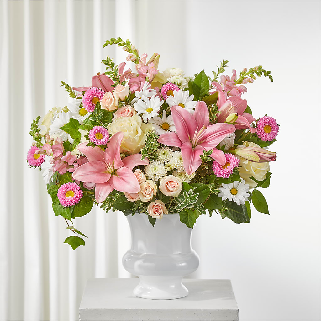 Empathetic Blooms Urn Arrangement – Reedley Flower Shop, Reedley CA