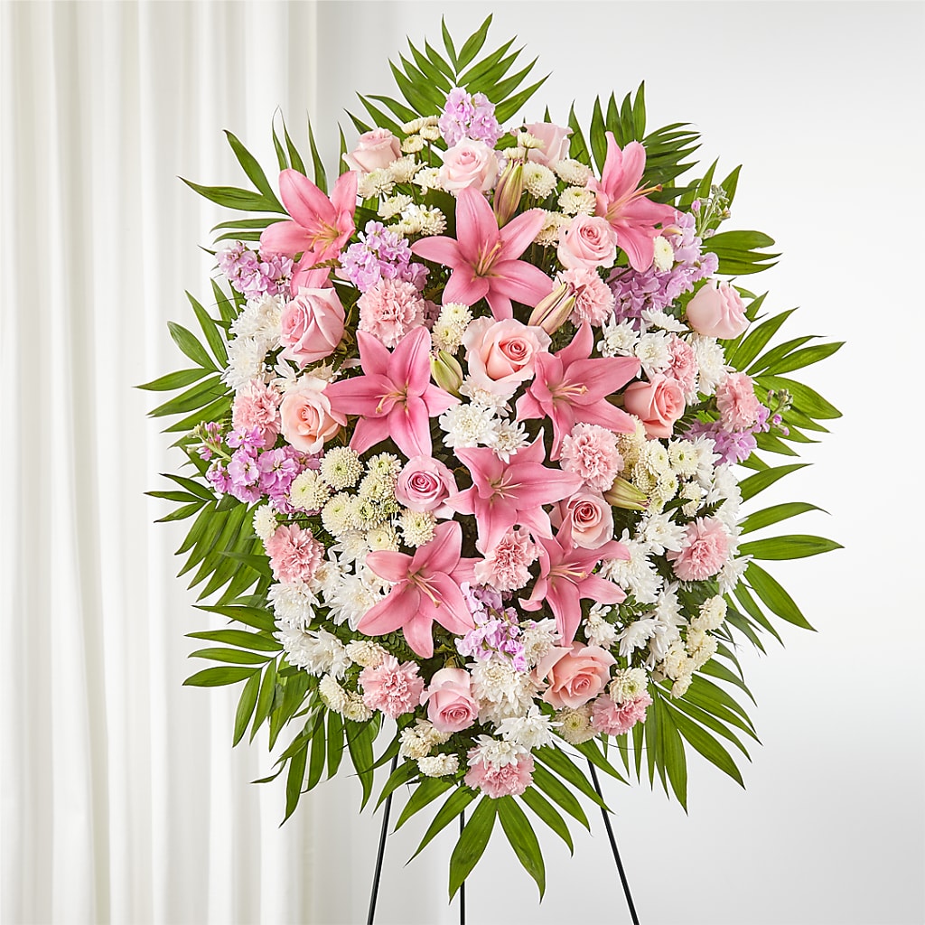 Offering Solace Standing Spray – Reedley Flower Shop, Reedley CA