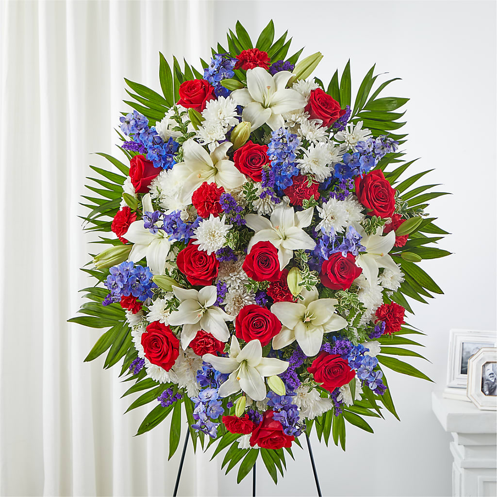 Cherished Service Standing Spray – Reedley Flower Shop, Reedley CA