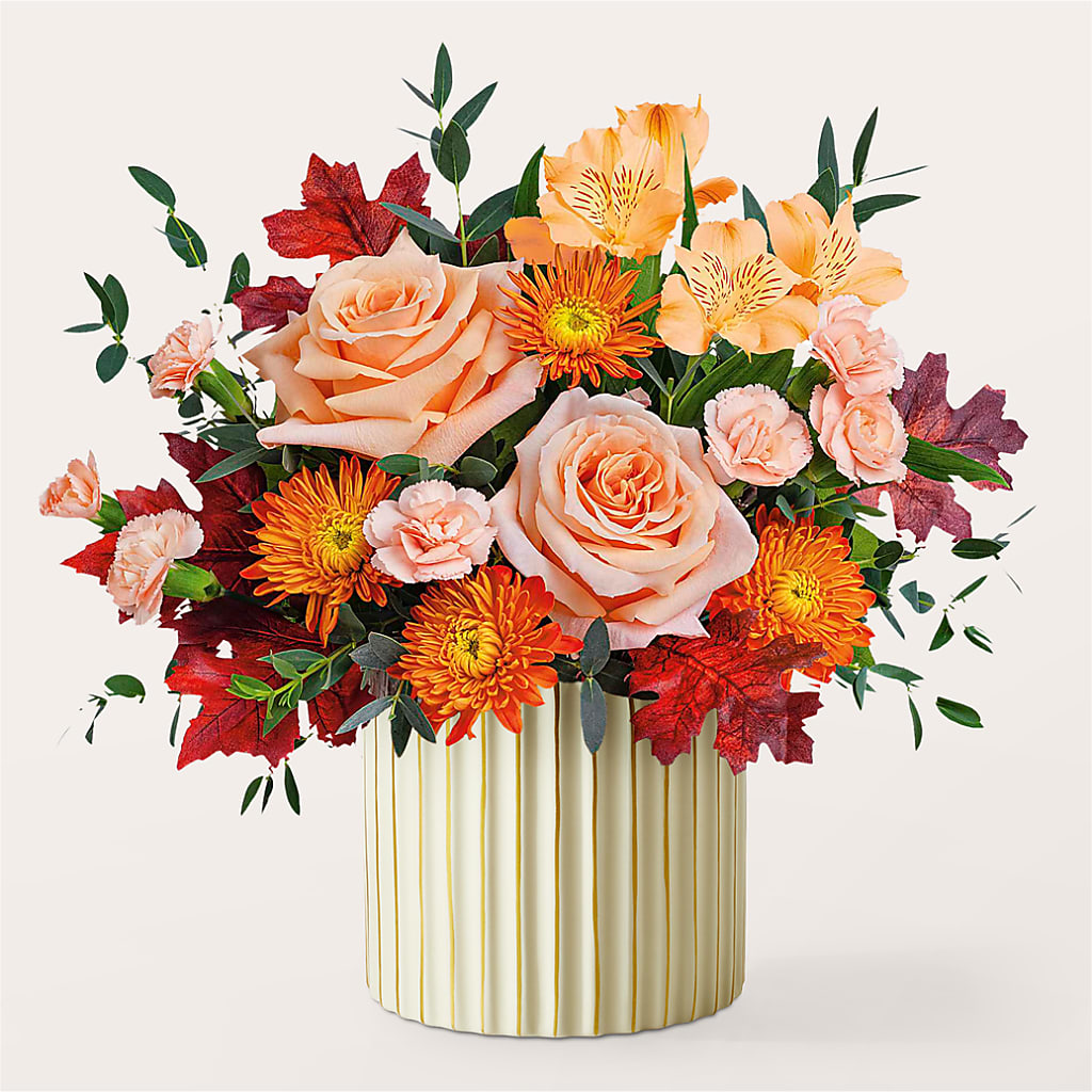 Spiced Latte Bouquet with Ivory Vase – Reedley Flower Shop, Reedley CA