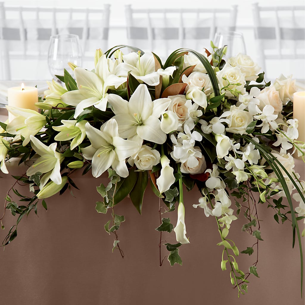 White Linen Arrangement – Reedley Flower Shop, Reedley CA