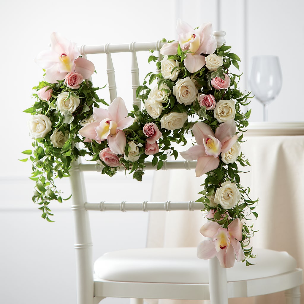 Orchid Rose Chair Décor – Reedley Flower Shop, Reedley CA