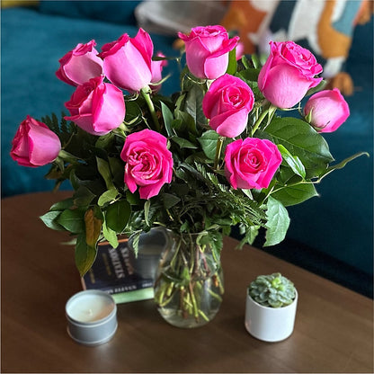 Long Stem Pink Rose Bouquet –  Reedley Flower Shop, Reedley CA