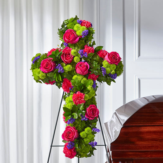 Tribute Rose Floral Cross –  Reedley Flower Shop, Reedley CA