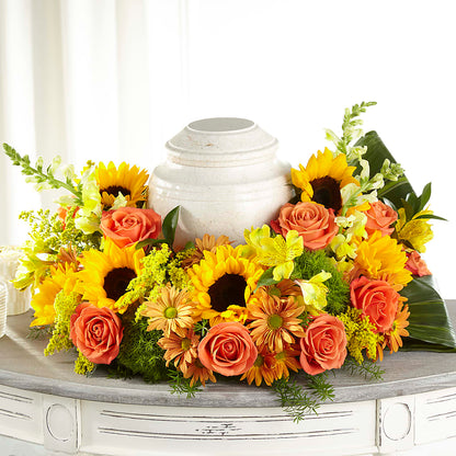 Faithful Sunflower Cremation Adornment –  Reedley Flower Shop, Reedley CA