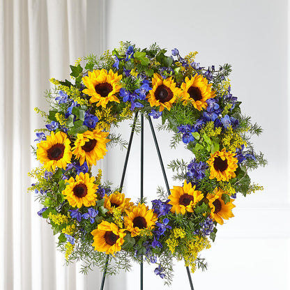 Bright Rays Wreath –  Reedley Flower Shop, Reedley CA