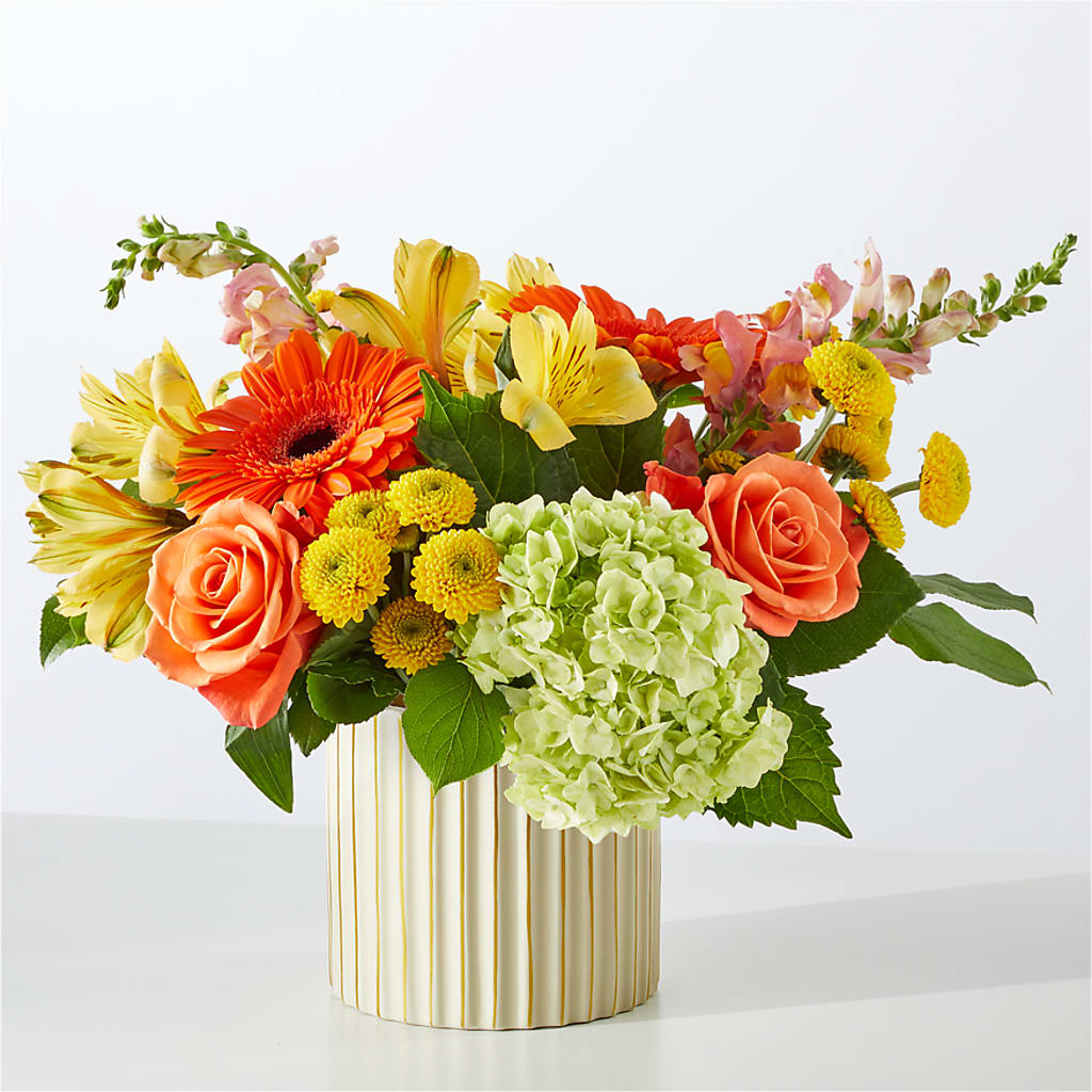 Autumn Sunshine Bouquet with Ivory Vase –  Reedley Flower Shop, Reedley CA