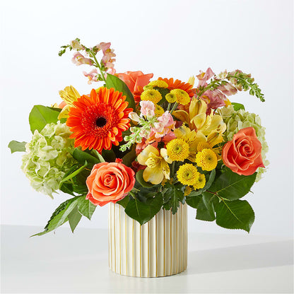 Autumn Sunshine Bouquet with Ivory Vase –  Reedley Flower Shop, Reedley CA