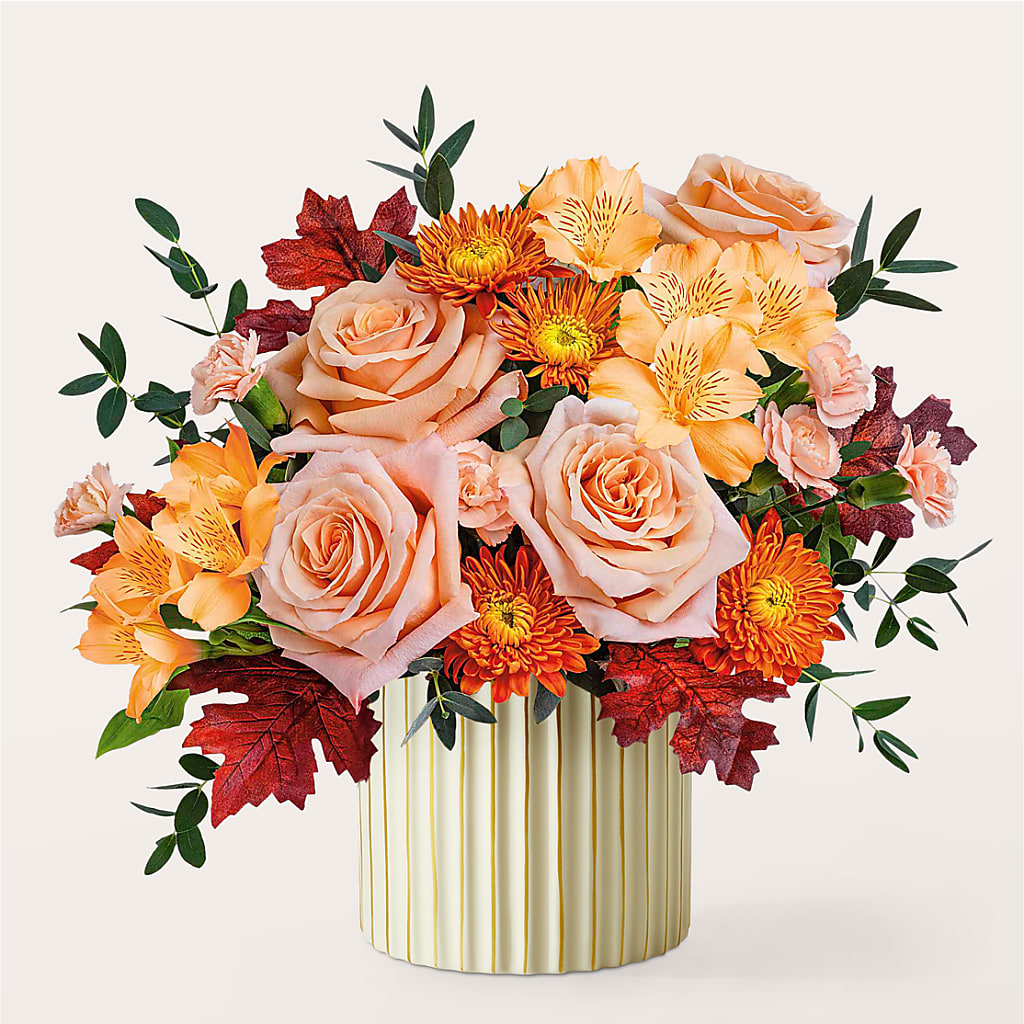 Spiced Latte Bouquet with Ivory Vase –  Reedley Flower Shop, Reedley CA